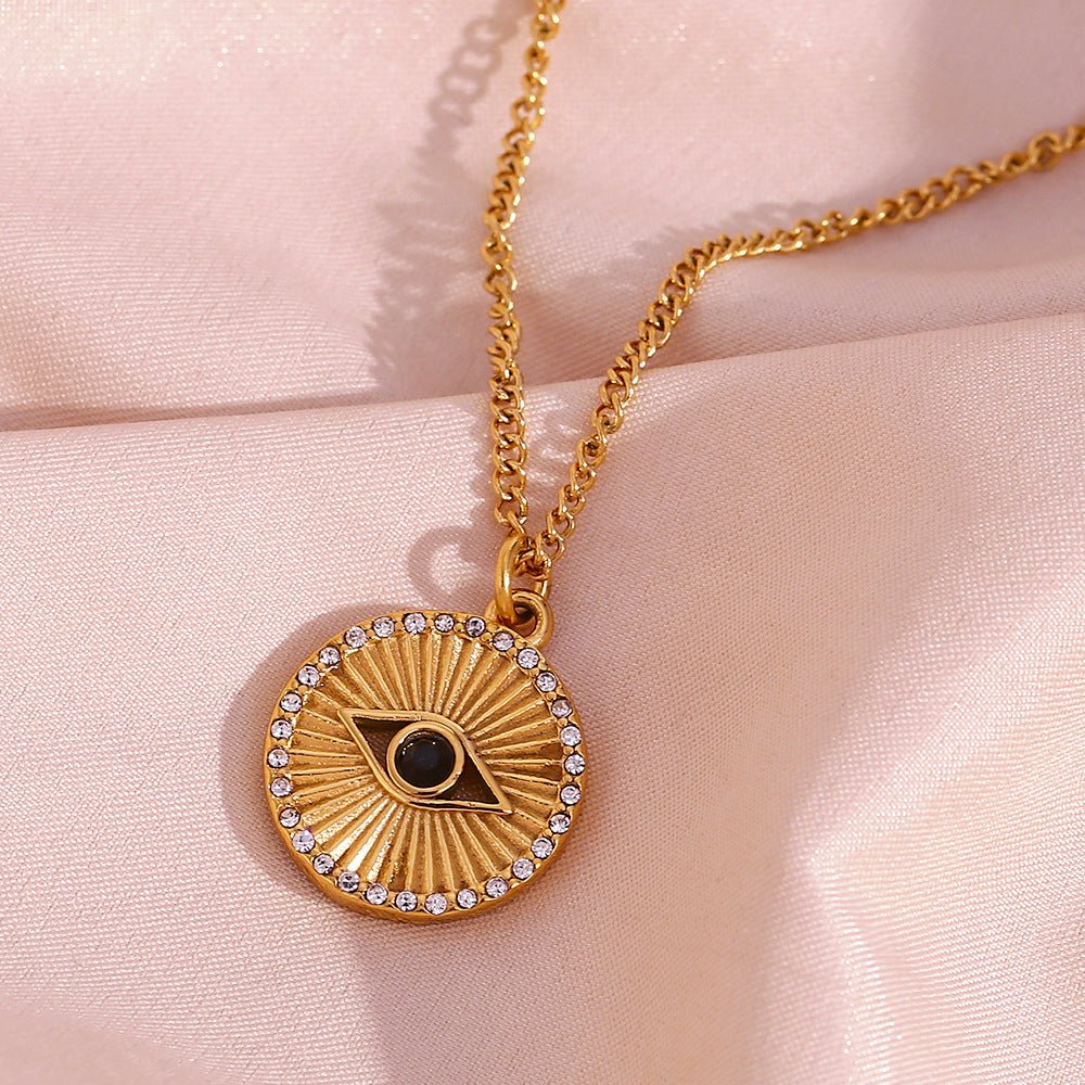 Black Eye Minimalist Necklace — 18K Gold Plated - Luxoria