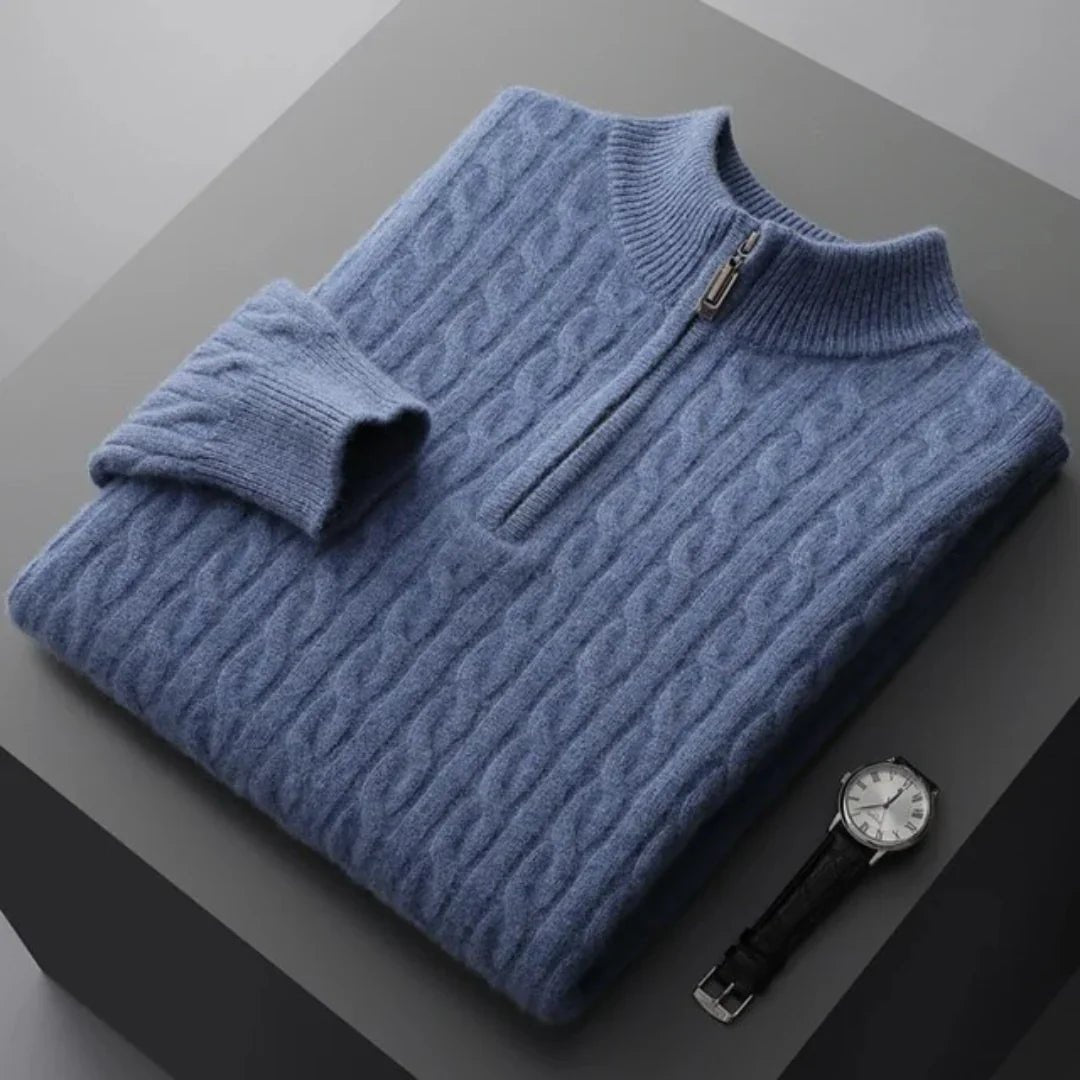 Deneb Cashmere Woven Half Zip - Luxoria