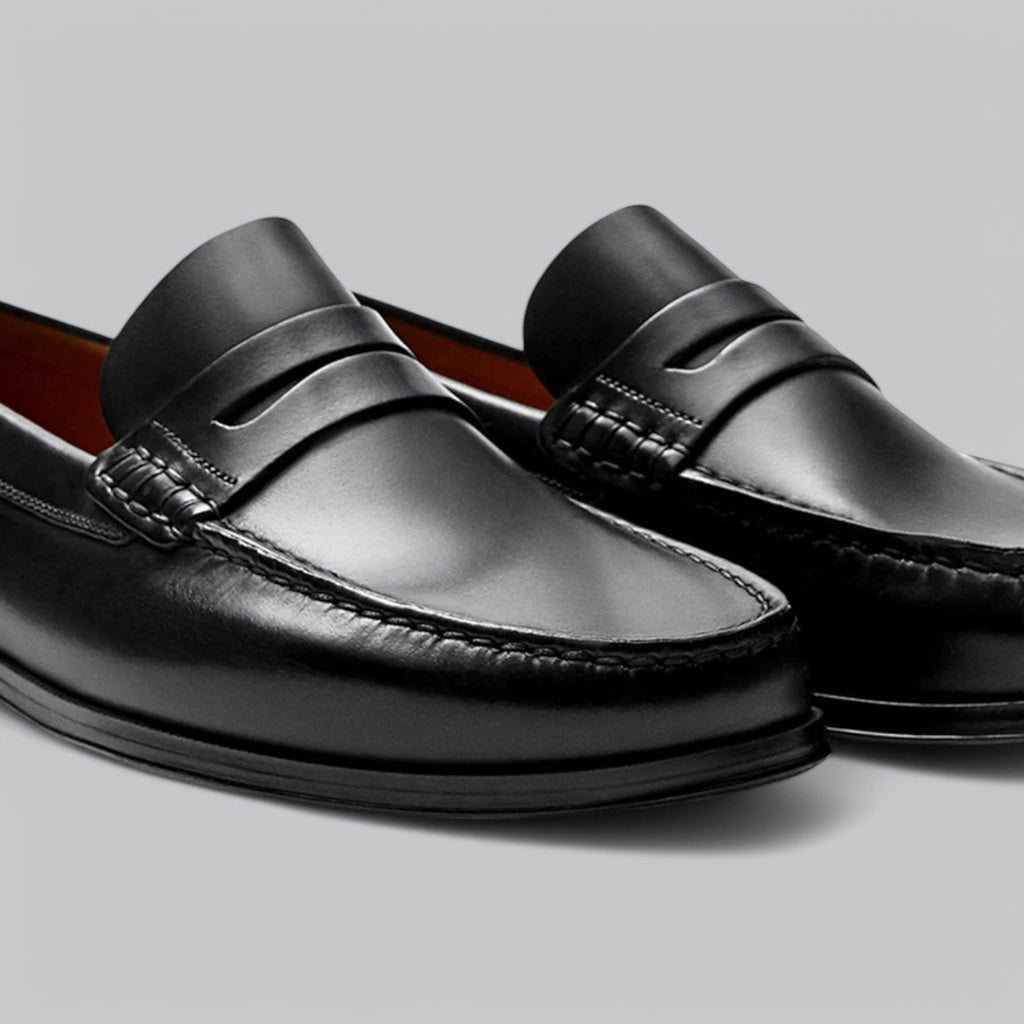 Chic Leather Penny Loafers - Luxoria