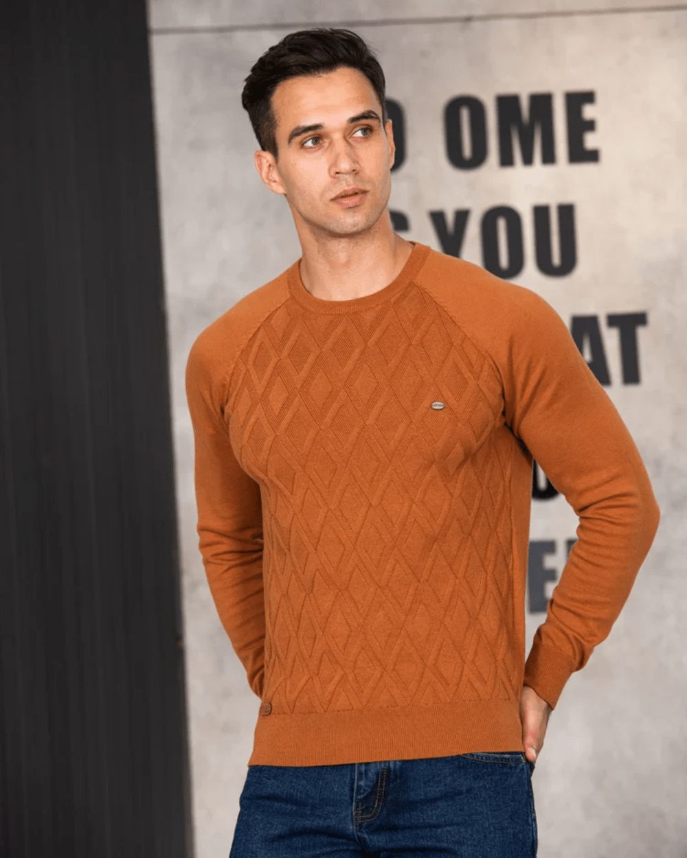 Men's Sweater With Checkered Design V2 - Luxoria