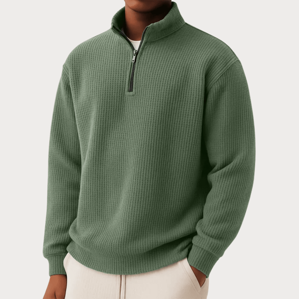 Elegant Knitted Zip Sweater - Luxoria