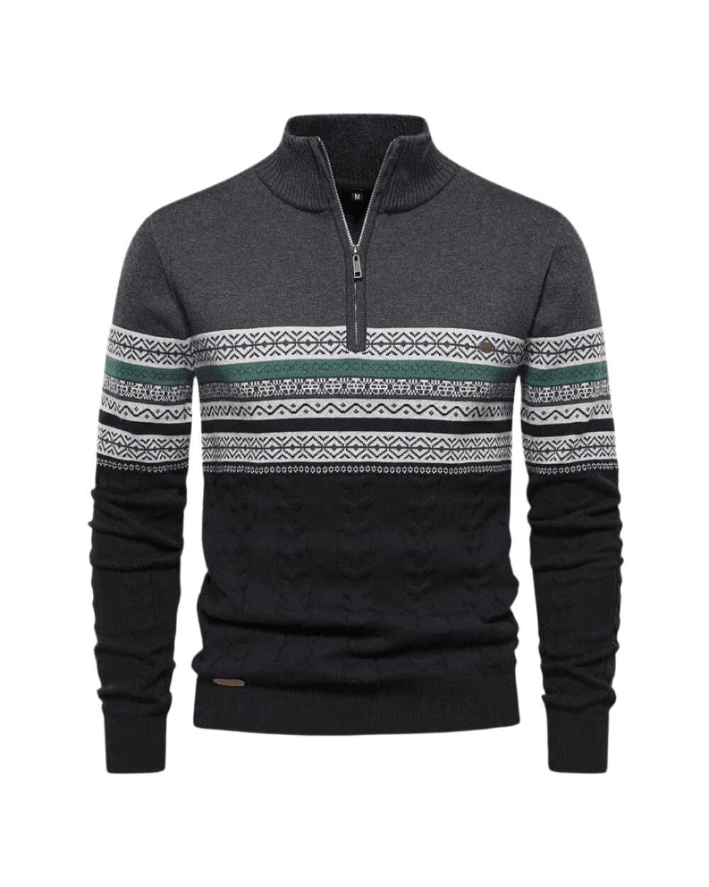 Frederico Cotton Zip Sweater with Pattern - Luxoria