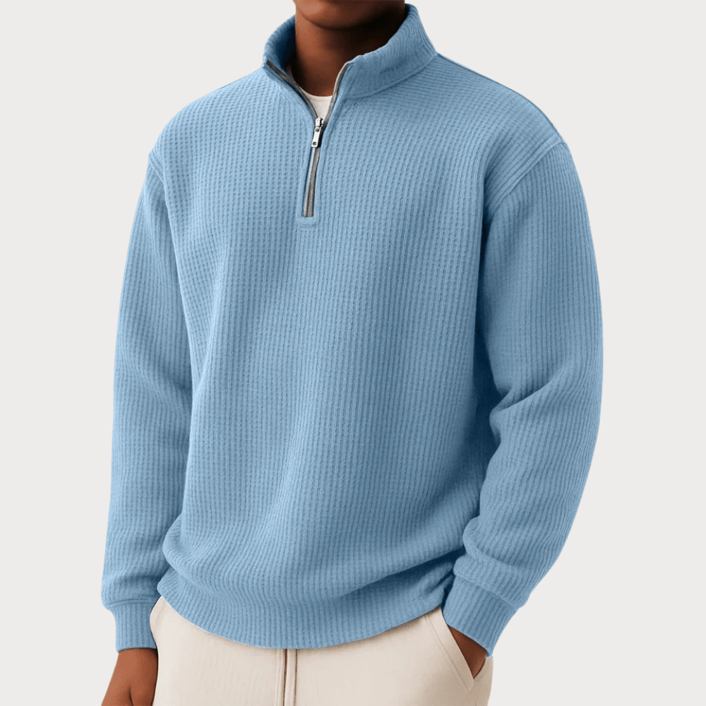 Elegant Knitted Zip Sweater - Luxoria