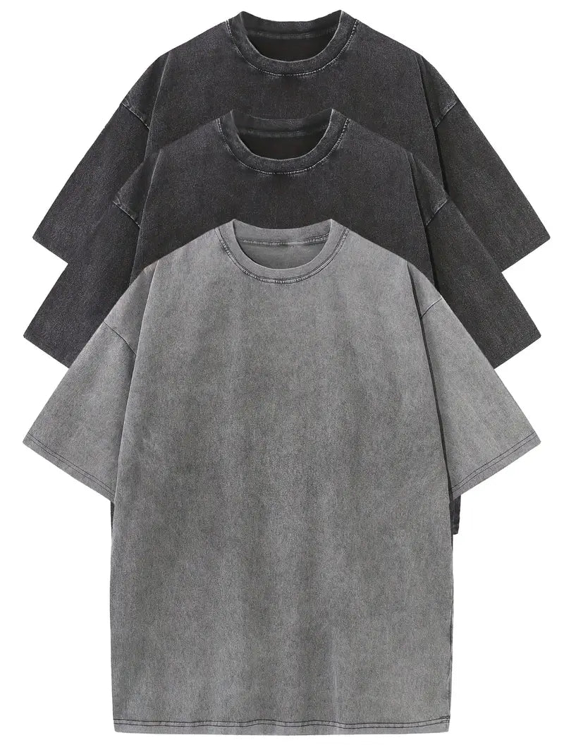 Casual Cotton Oversized Tee Set - 3 - Pack - Luxoria