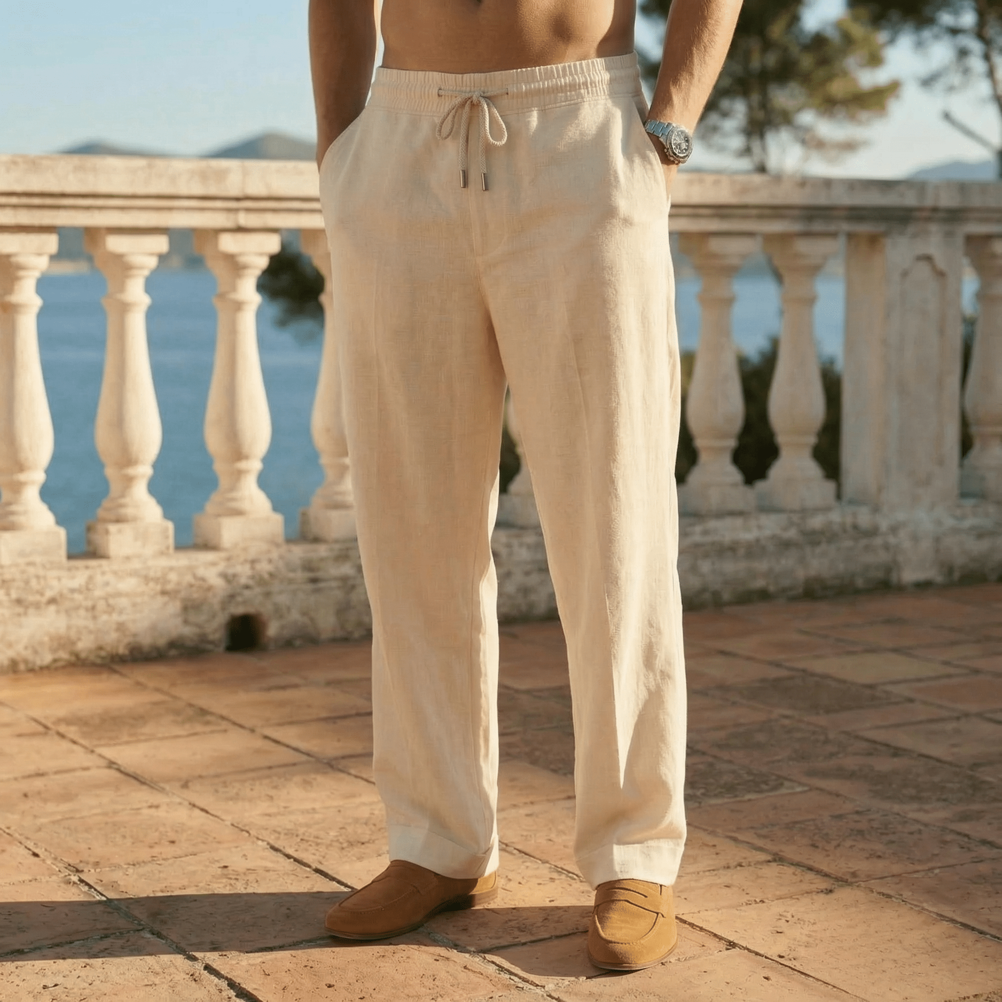 Elegant Linen Beach Pants - Luxoria