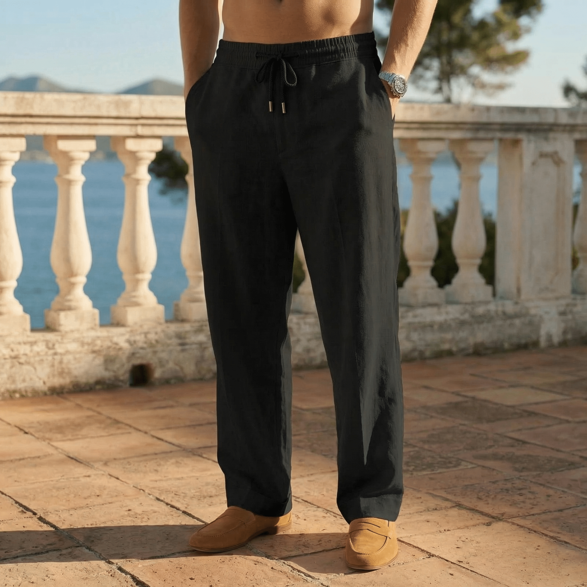 Elegant Linen Beach Pants - Luxoria