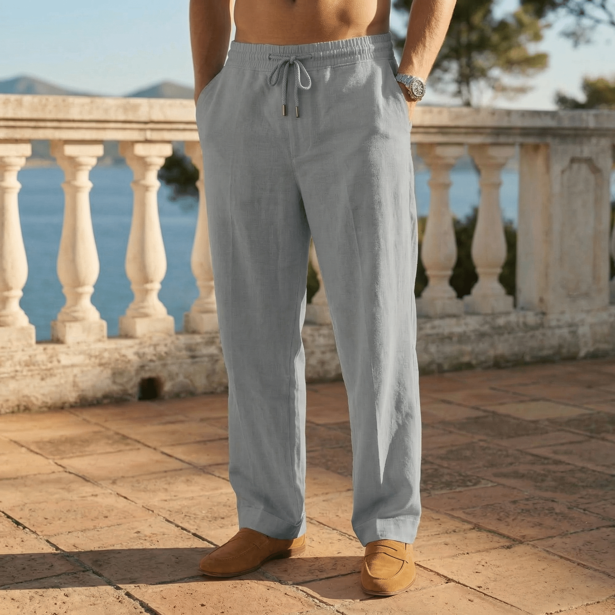 Elegant Linen Beach Pants - Luxoria