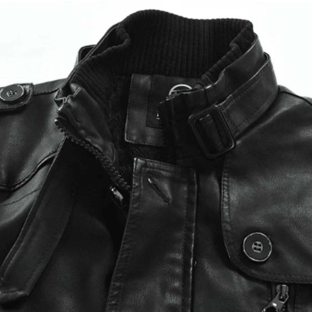 Elegant Long Leather Biker Jacket - Luxoria