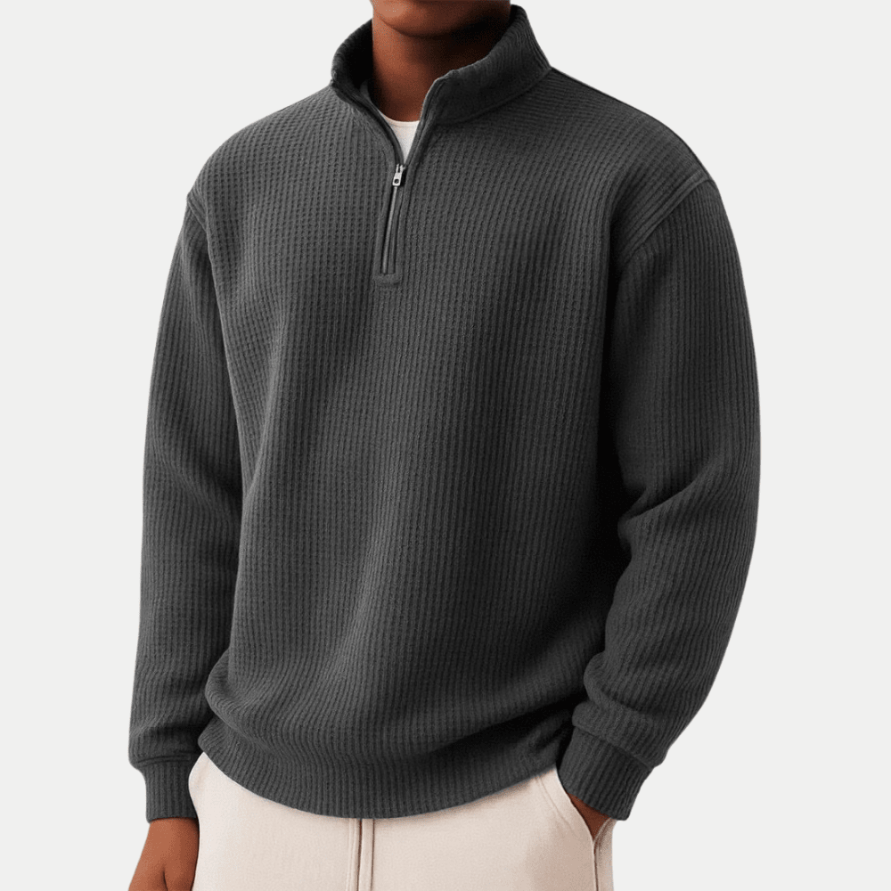Elegant Knitted Zip Sweater - Luxoria