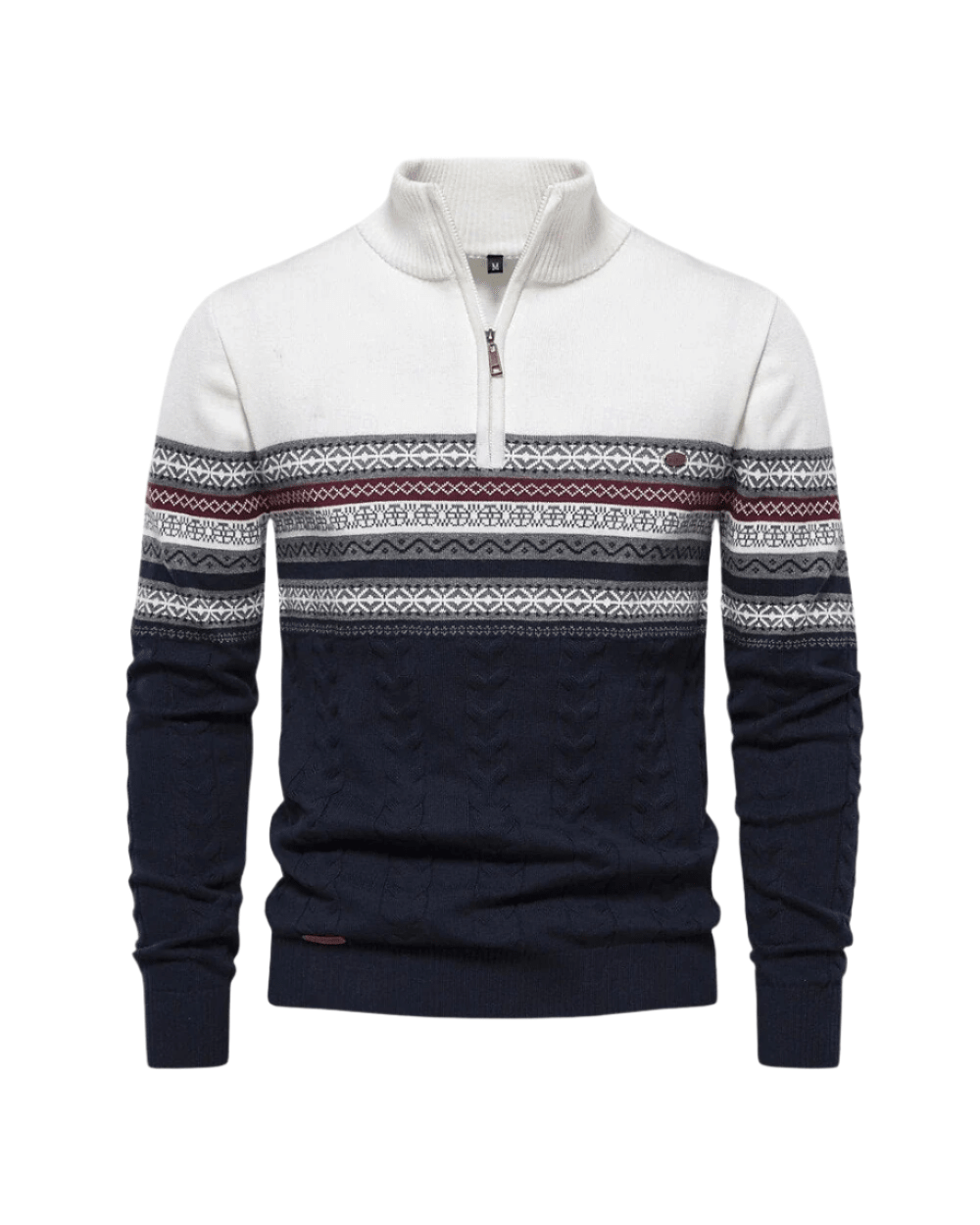 Frederico Cotton Zip Sweater with Pattern - Luxoria