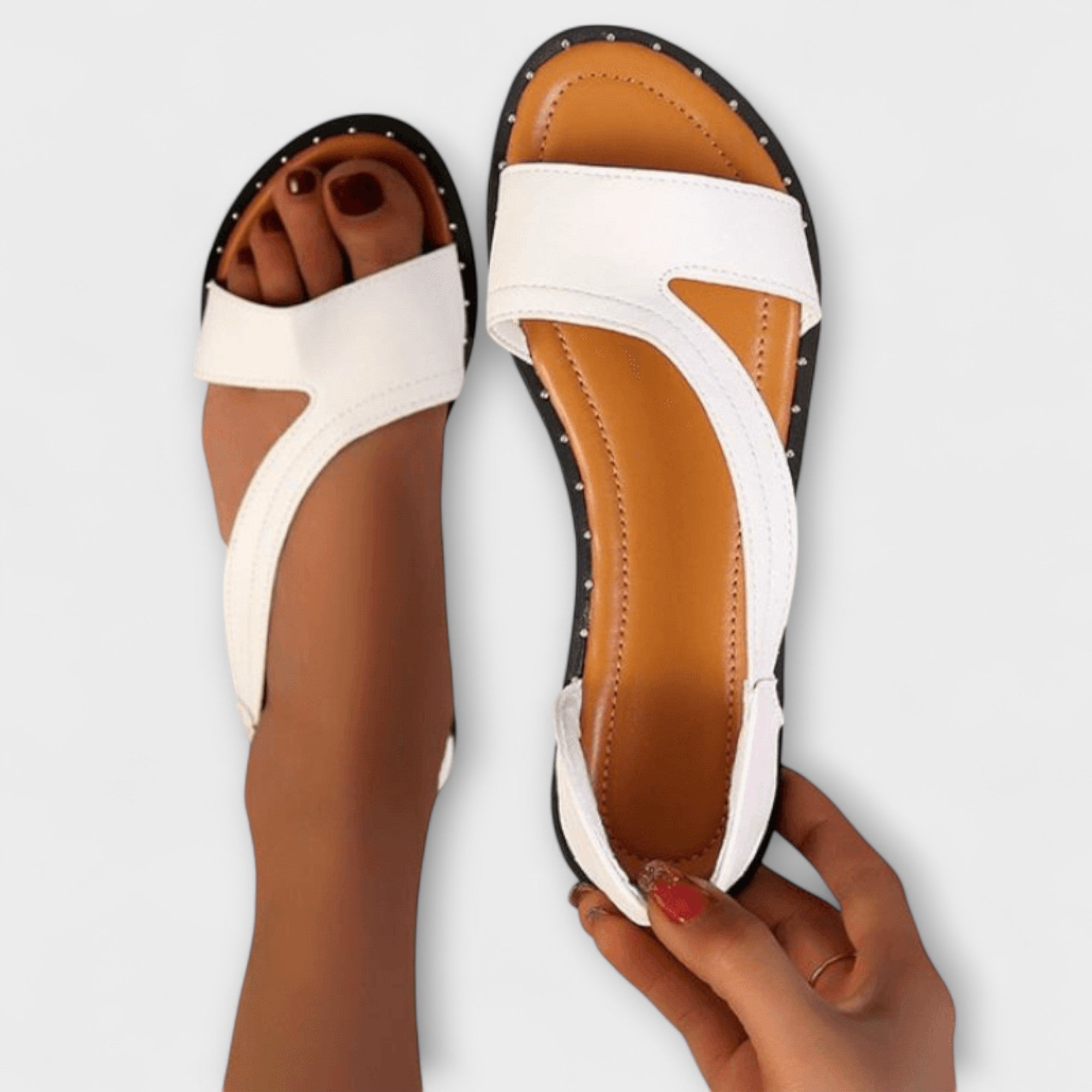 Sofía™ | SANDALIAS PLANAS ELEGANTES DE CUERO SUAVE PREMIUM - Luxoria