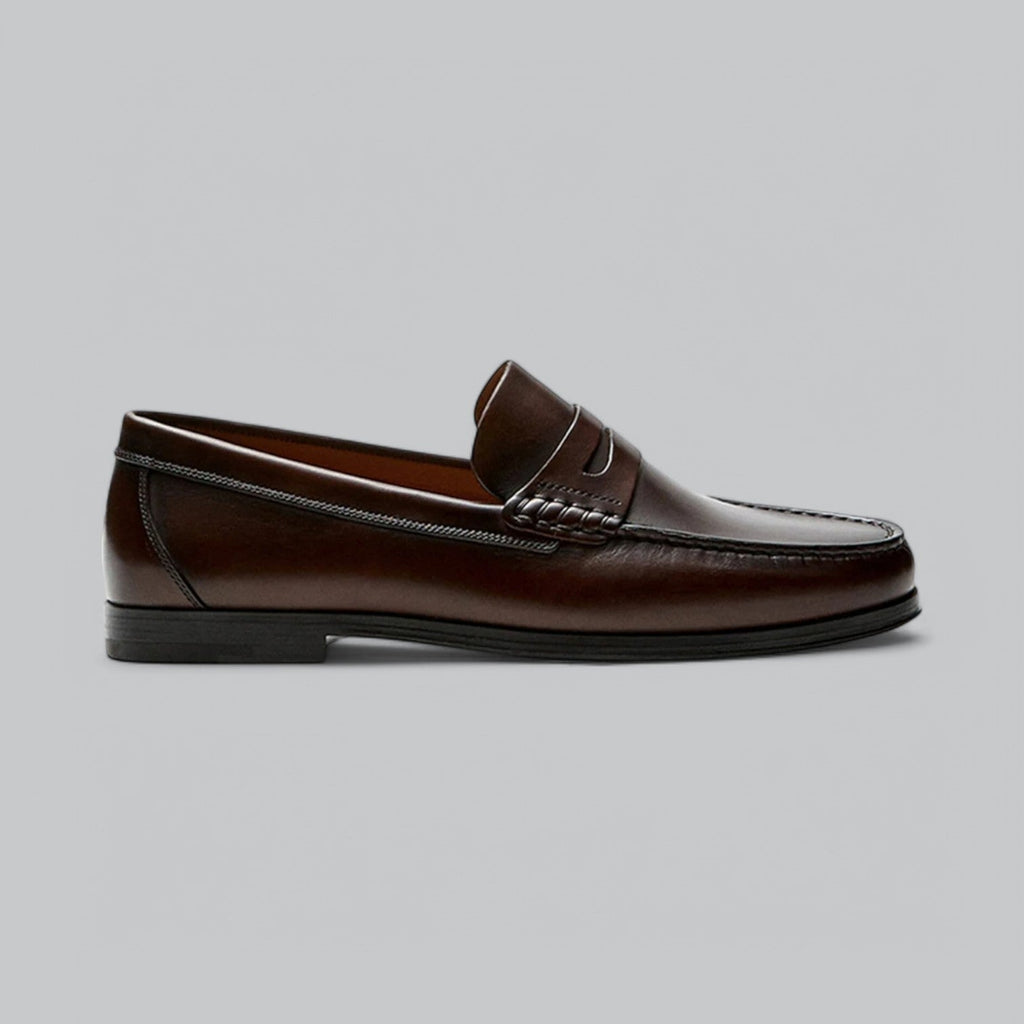 Chic Leather Penny Loafers - Luxoria