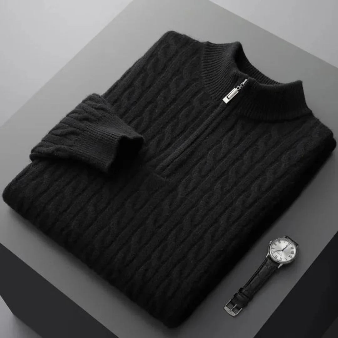 Deneb Cashmere Woven Half Zip - Luxoria