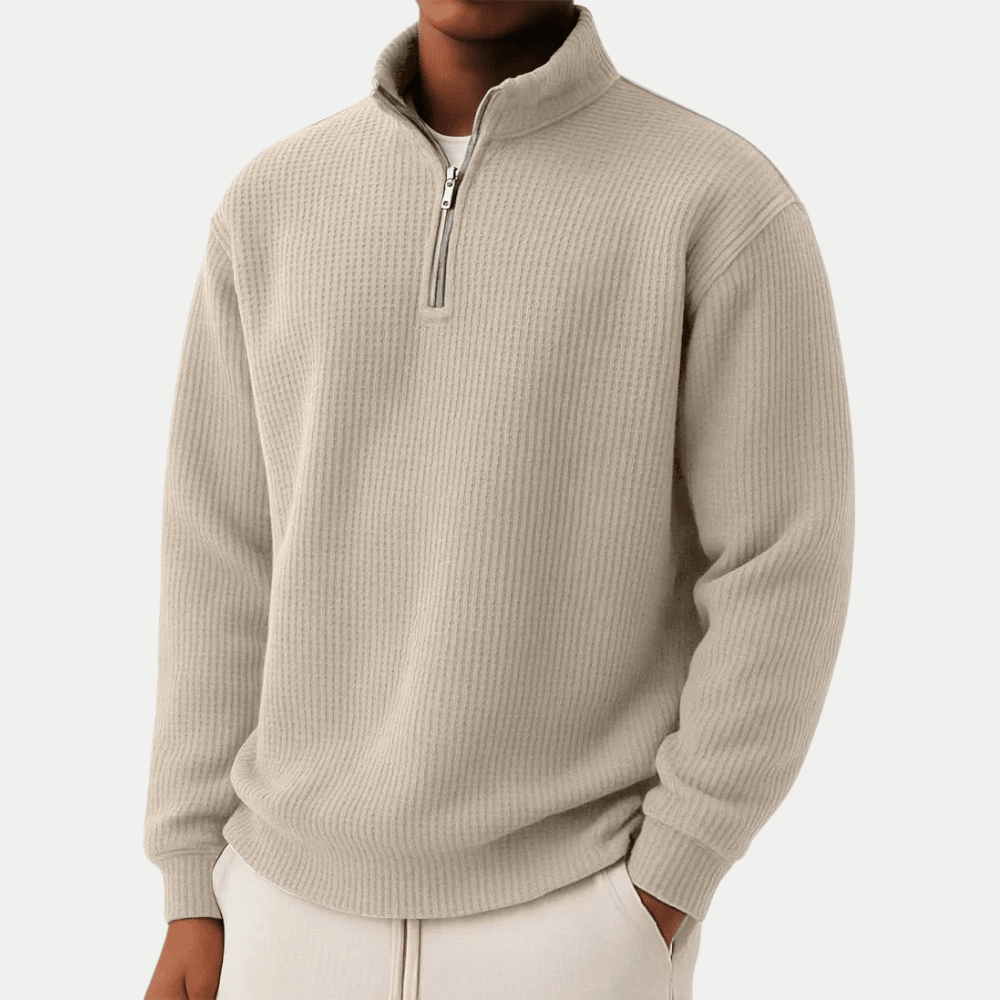 Elegant Knitted Zip Sweater - Luxoria