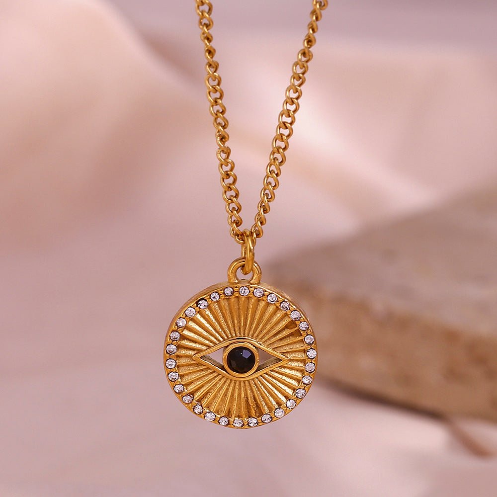 Black Eye Minimalist Necklace — 18K Gold Plated - Luxoria