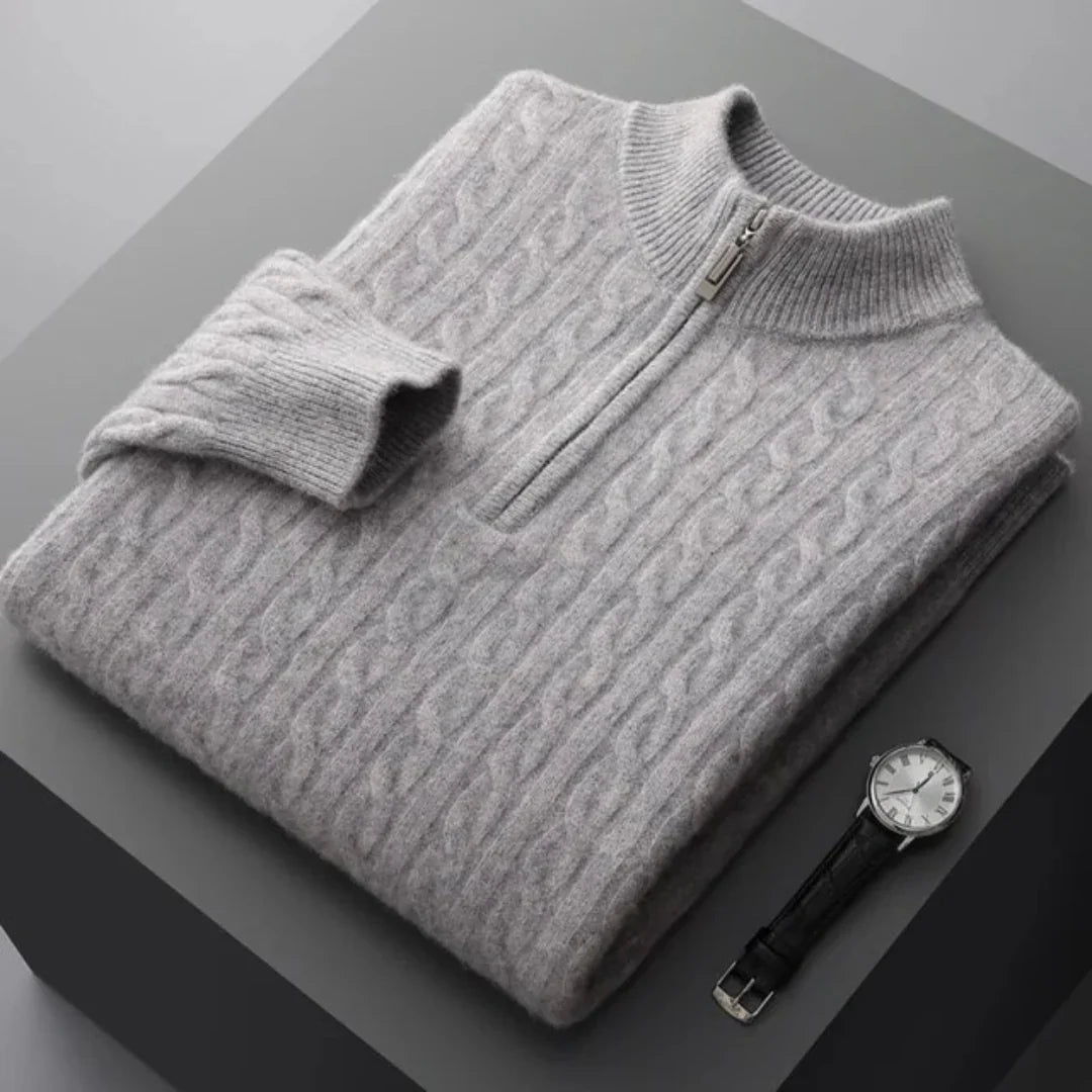 Deneb Cashmere Woven Half Zip - Luxoria