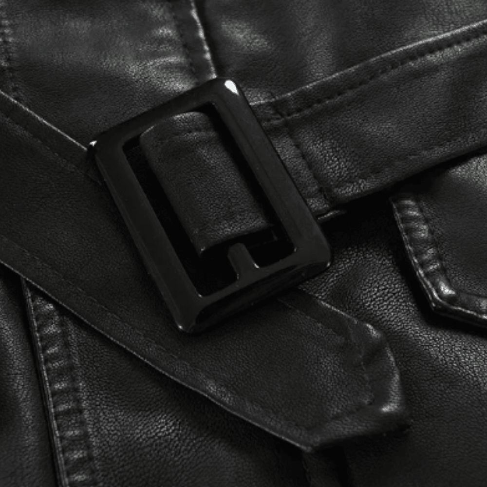 Elegant Long Leather Biker Jacket - Luxoria
