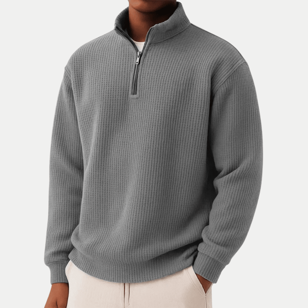 Elegant Knitted Zip Sweater - Luxoria