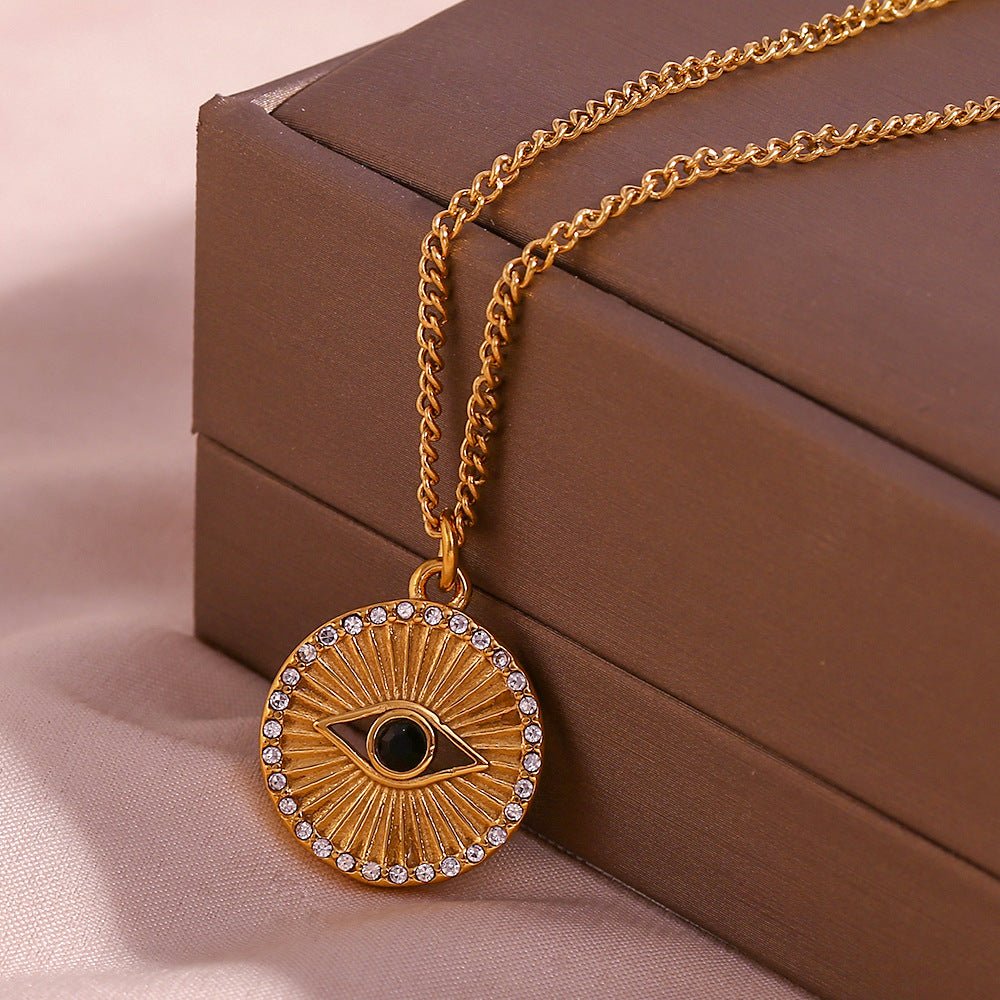 Black Eye Minimalist Necklace — 18K Gold Plated - Luxoria