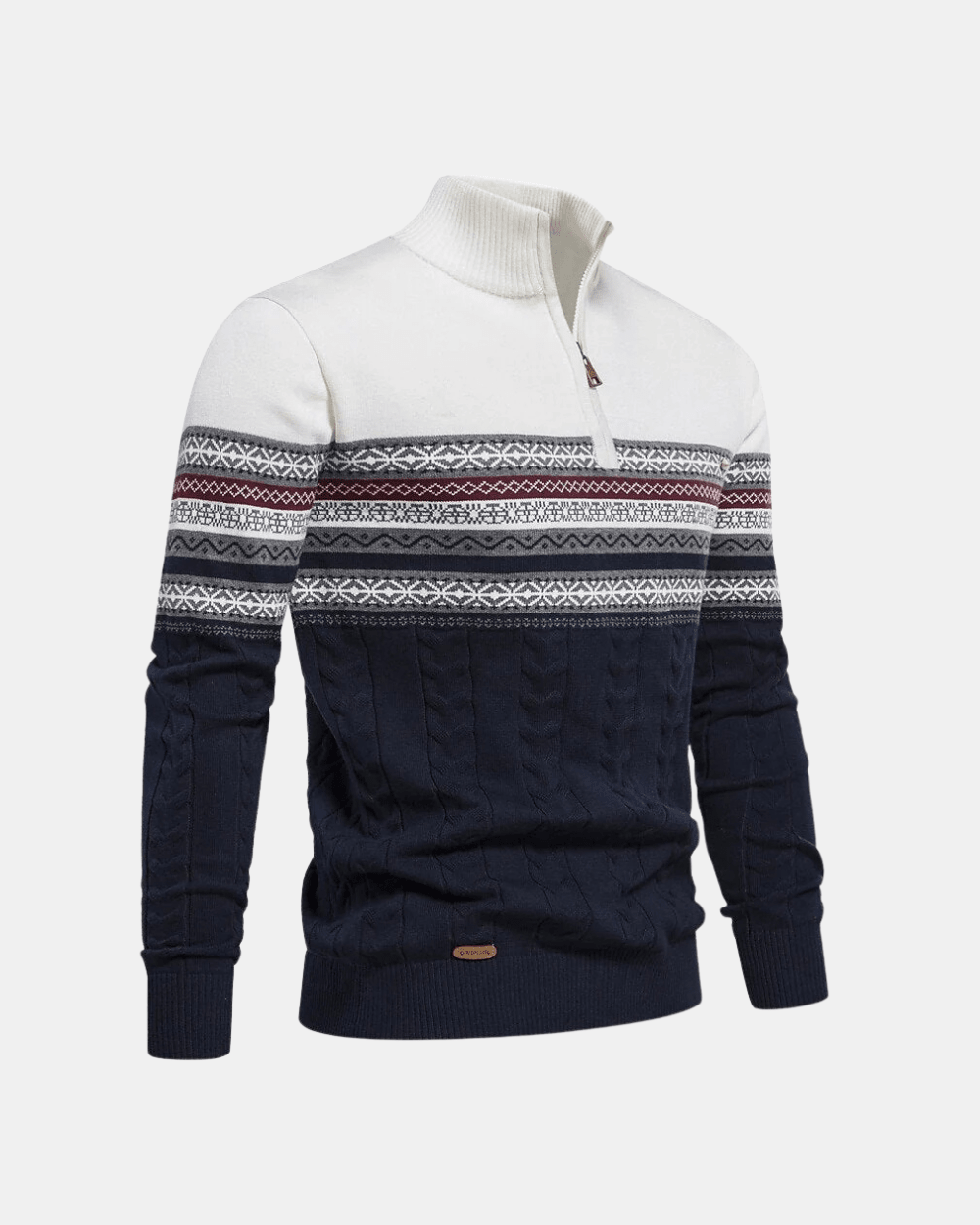 Frederico Cotton Zip Sweater with Pattern - Luxoria