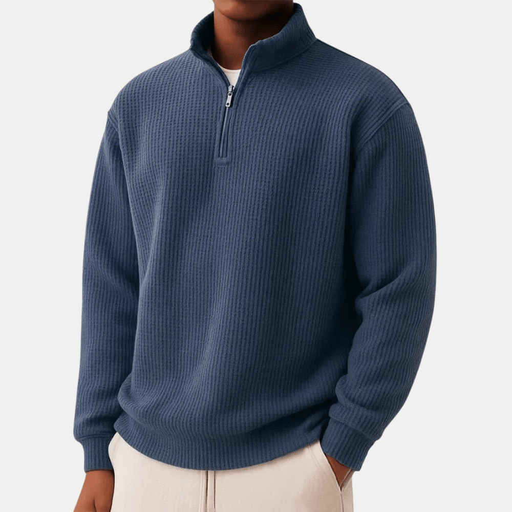Elegant Knitted Zip Sweater - Luxoria