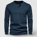 Elegant Cotton Long Sleeve Henley - Luxoria