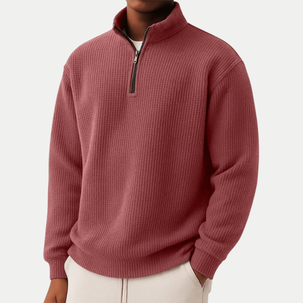 Elegant Knitted Zip Sweater - Luxoria