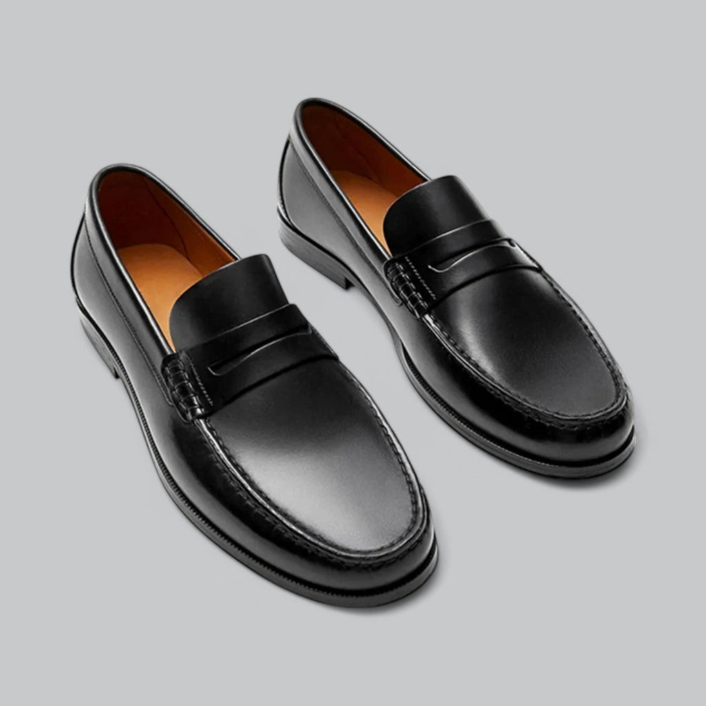 Chic Leather Penny Loafers - Luxoria