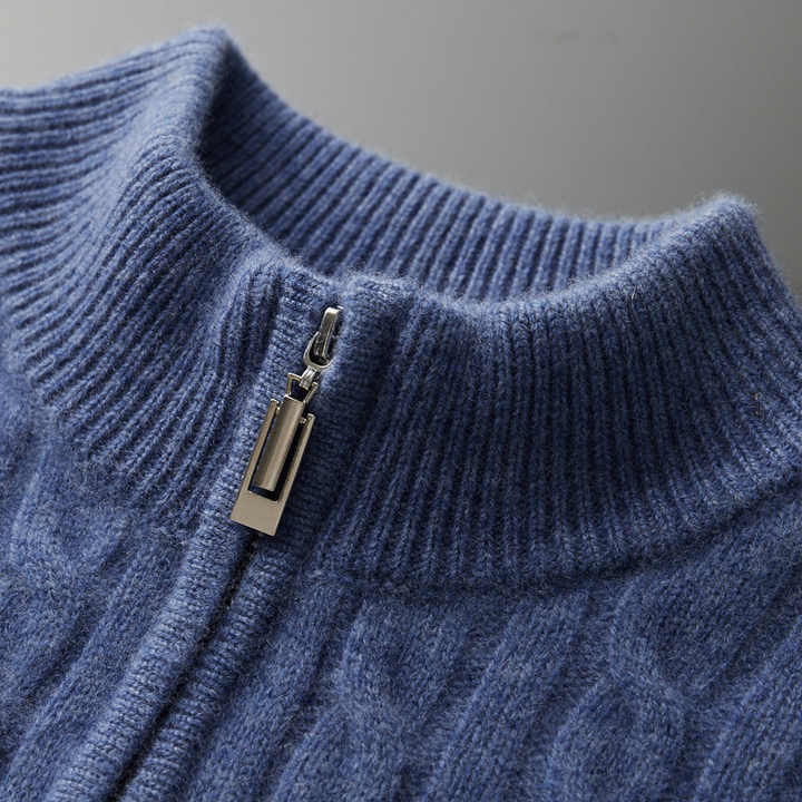 Deneb Cashmere Woven Half Zip - Luxoria