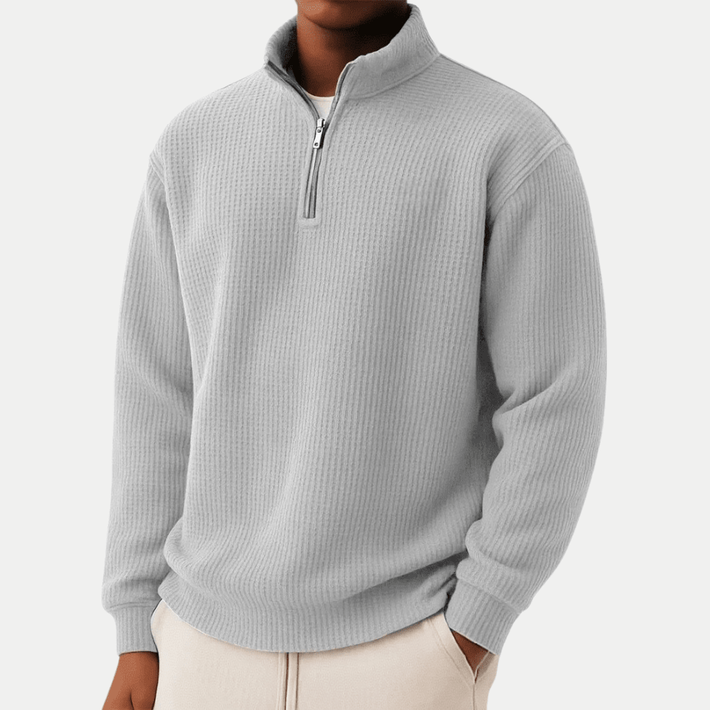 Elegant Knitted Zip Sweater - Luxoria