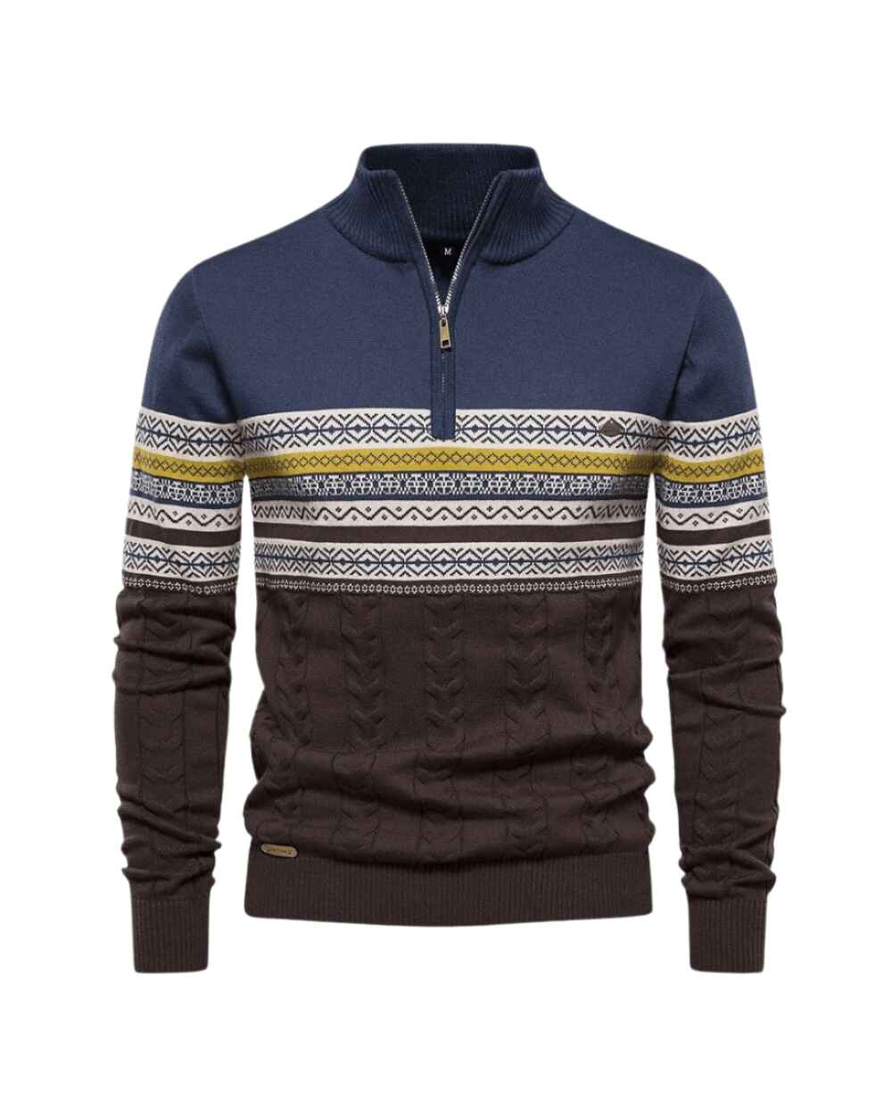 Frederico Cotton Zip Sweater with Pattern - Luxoria