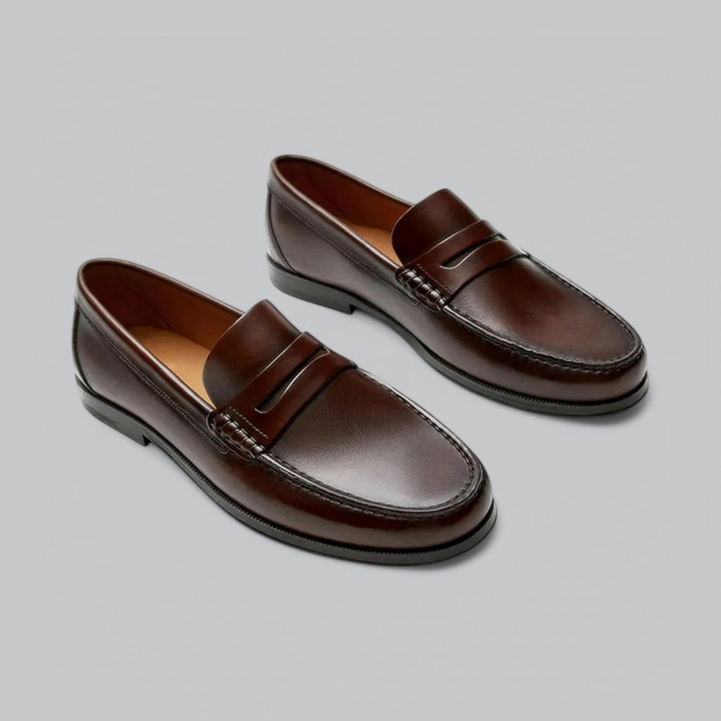 Chic Leather Penny Loafers - Luxoria