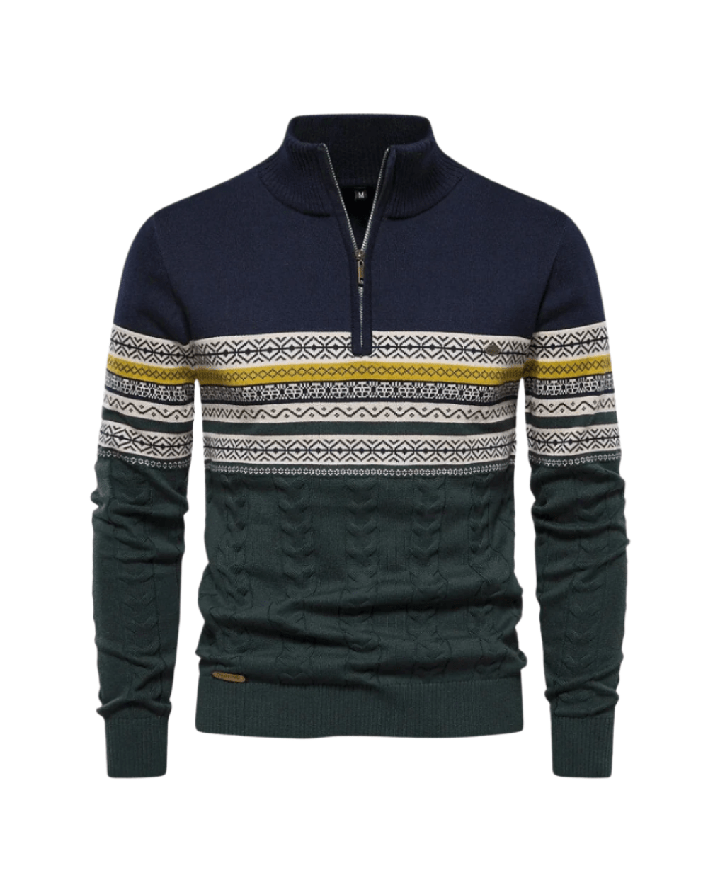 Frederico Cotton Zip Sweater with Pattern - Luxoria