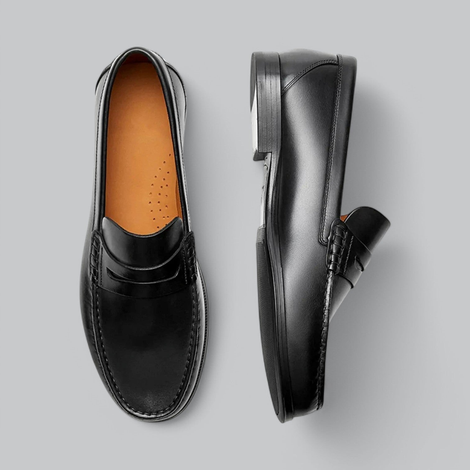 Chic Leather Penny Loafers - Luxoria