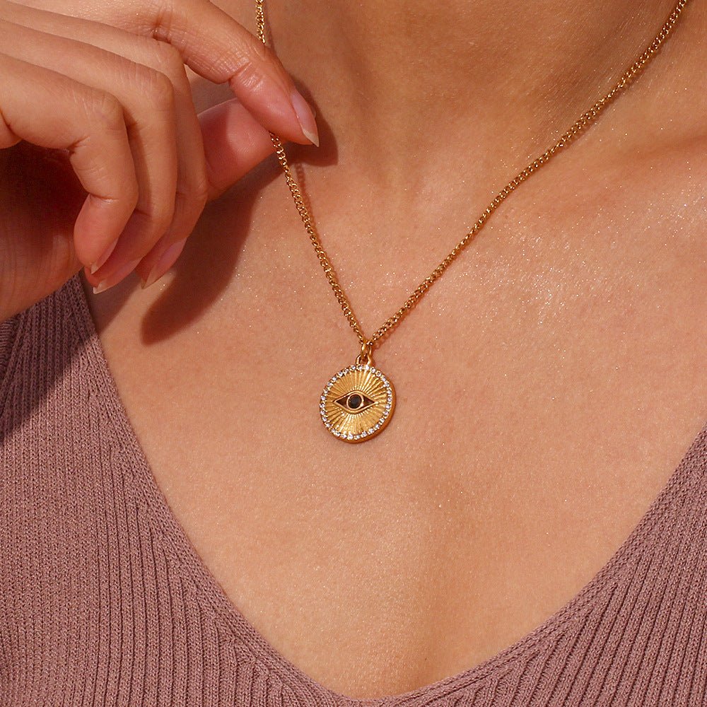 Black Eye Minimalist Necklace — 18K Gold Plated - Luxoria
