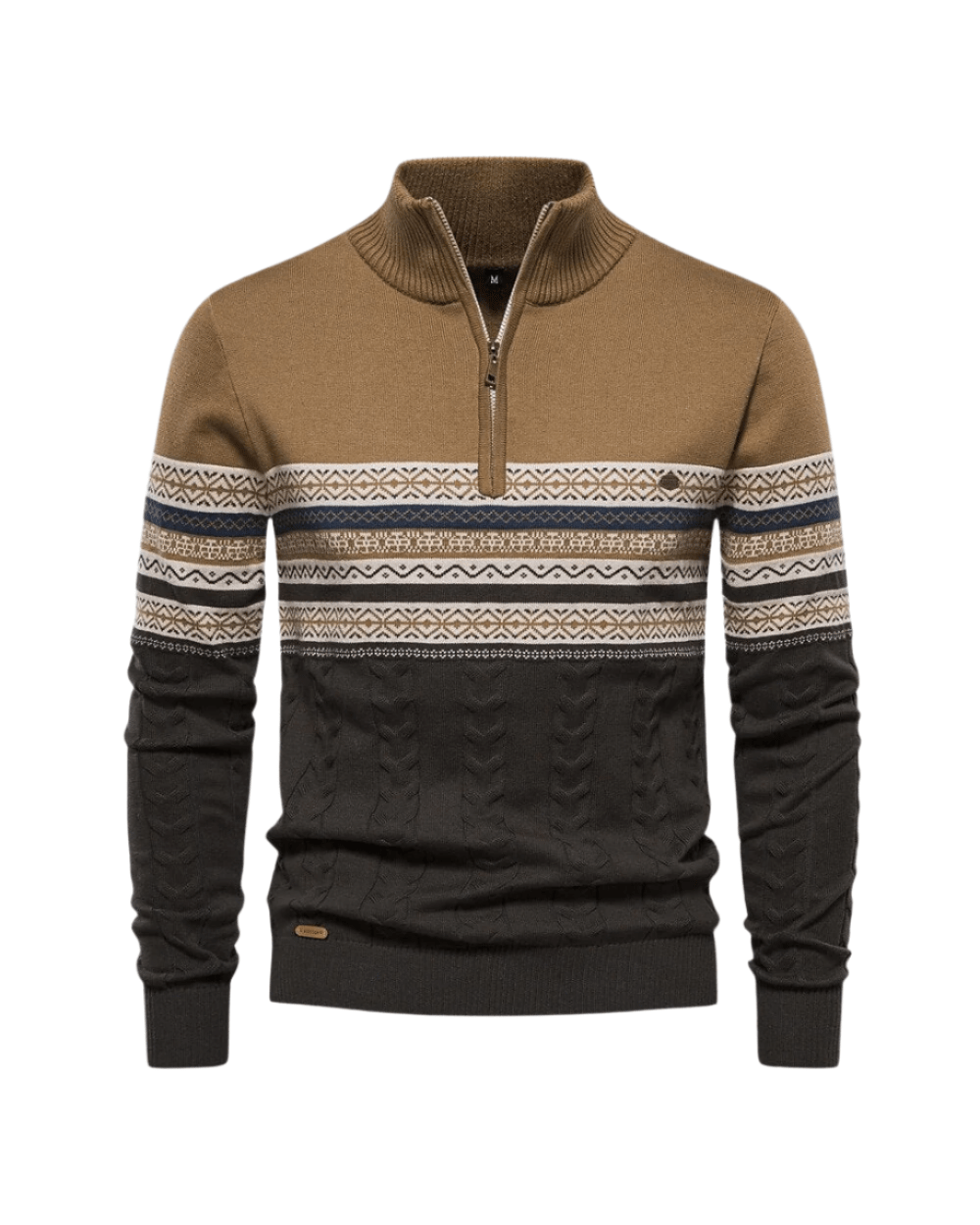 Frederico Cotton Zip Sweater with Pattern - Luxoria