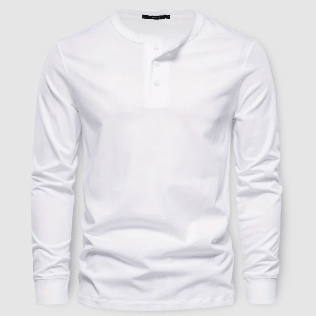 Elegant Cotton Long Sleeve Henley - Luxoria
