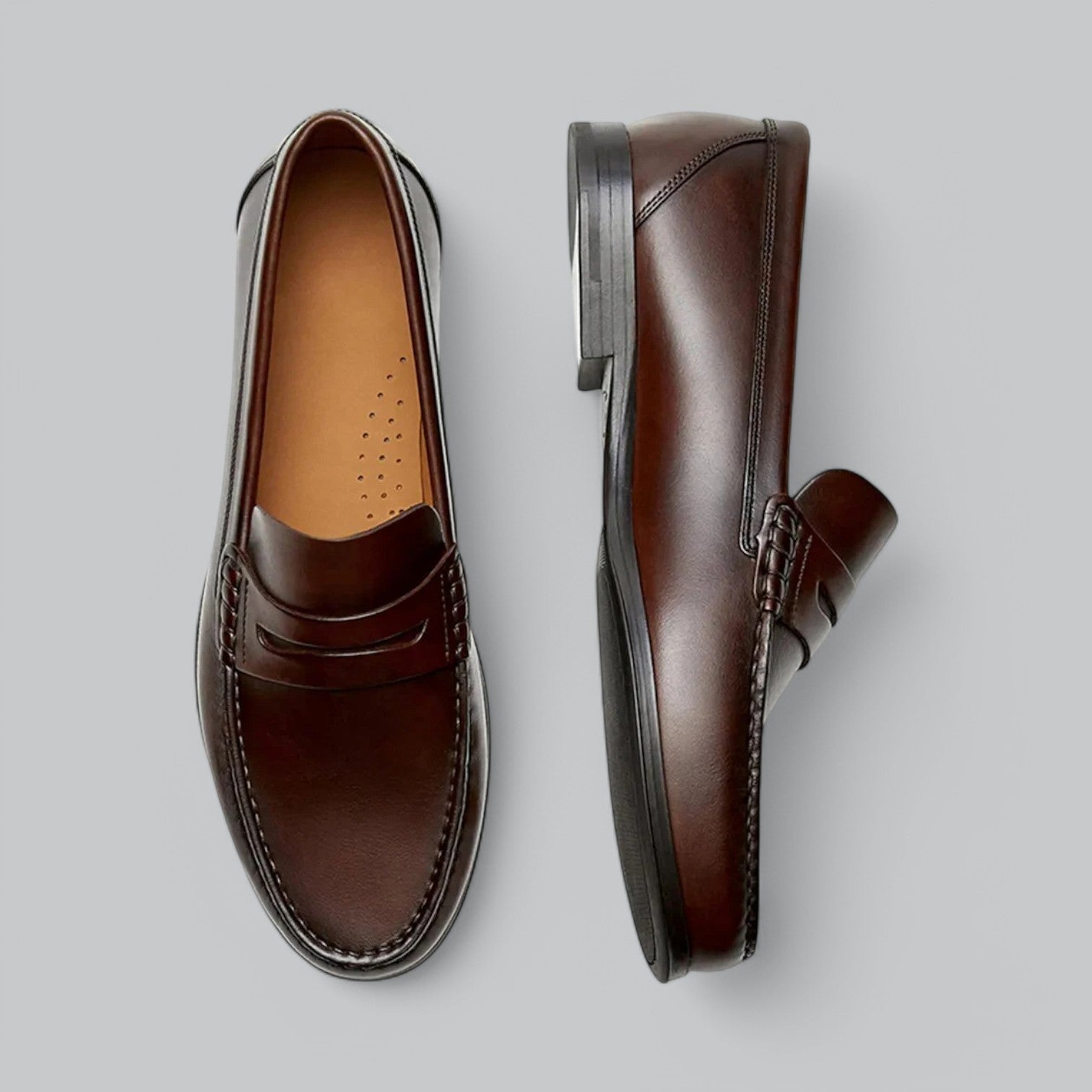 Chic Leather Penny Loafers - Luxoria