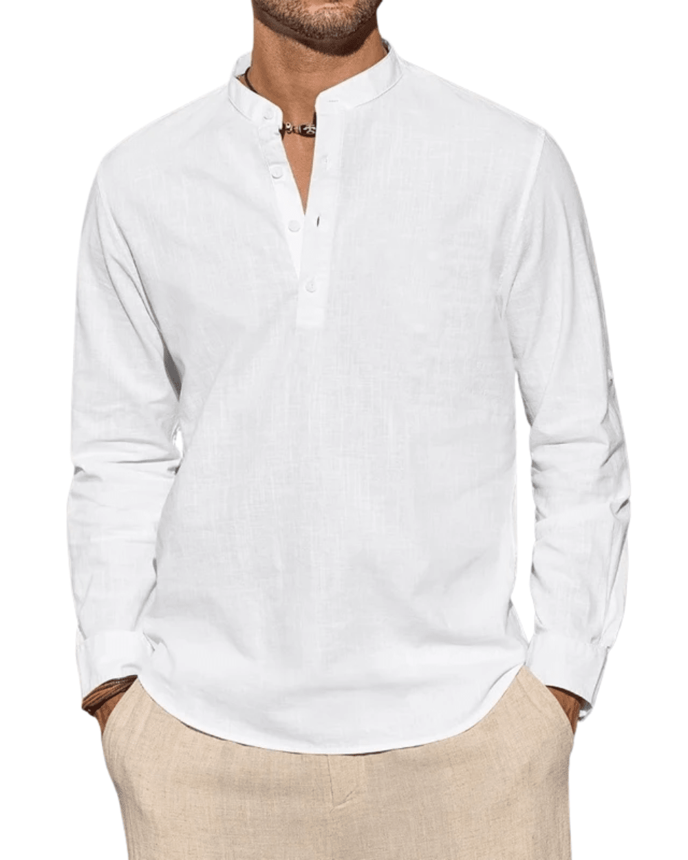 Elegant Cotton Henley Shirt - Luxoria
