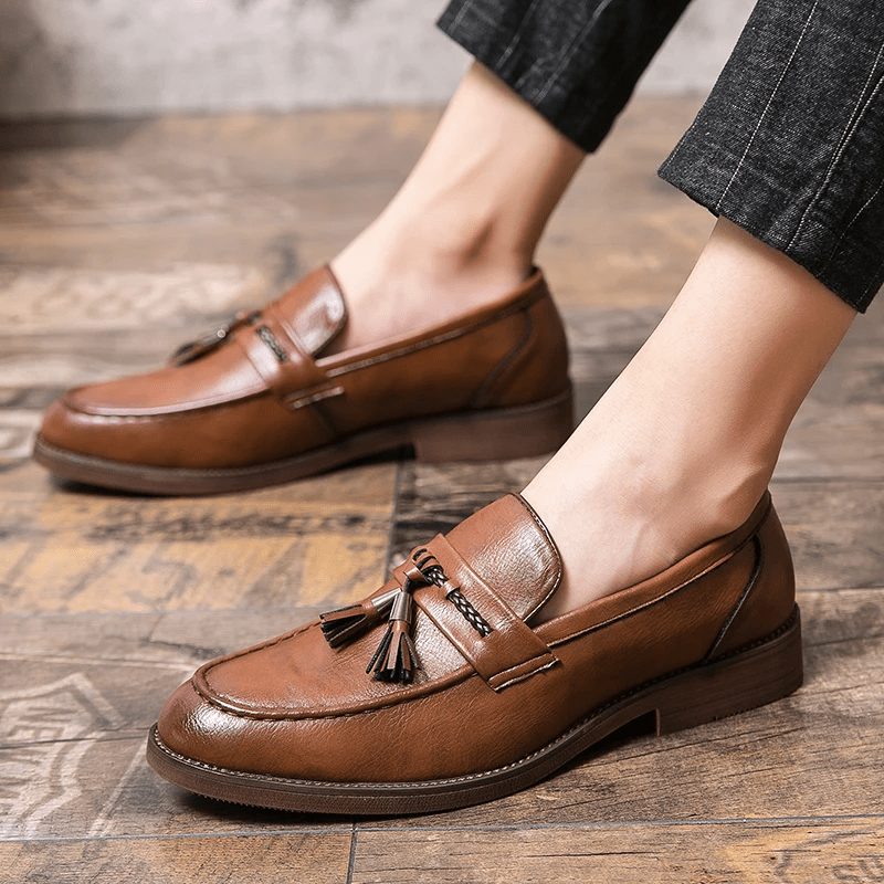 Leather Tassel Loafers - Luxoria