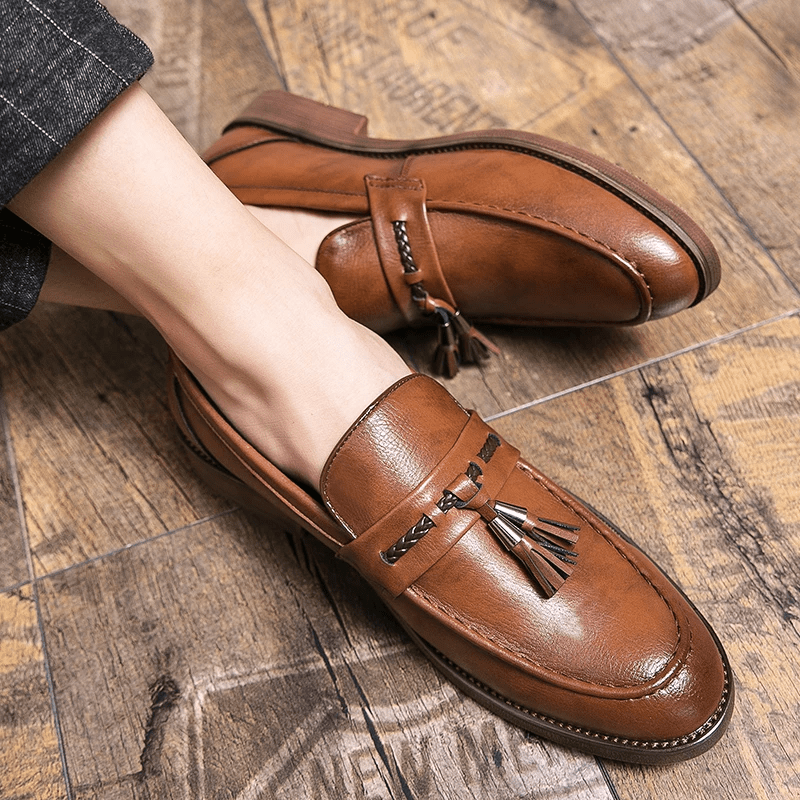 Leather Tassel Loafers - Luxoria