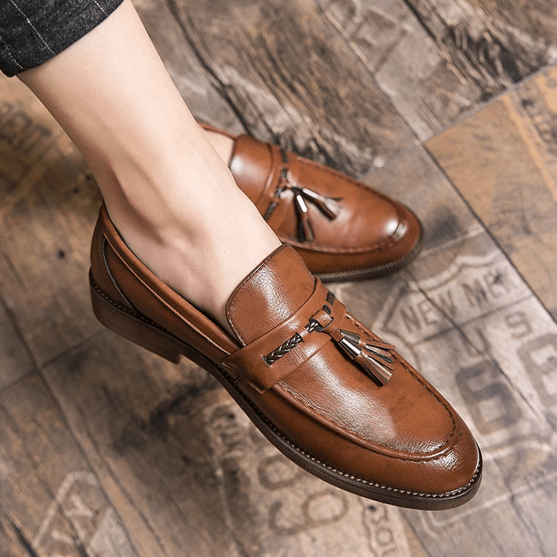 Leather Tassel Loafers - Luxoria