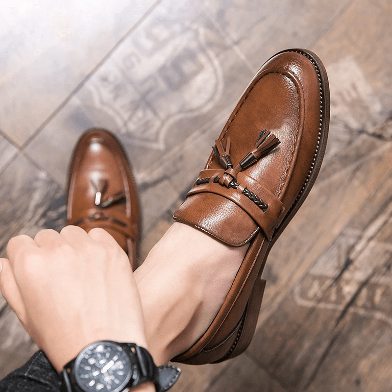 Leather Tassel Loafers - Luxoria