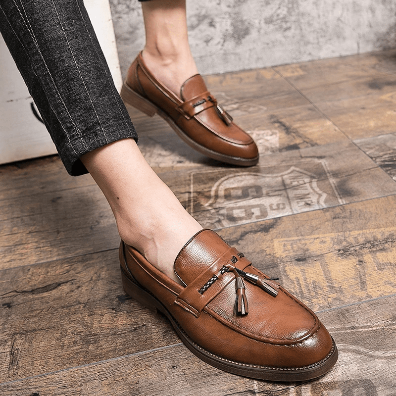 Leather Tassel Loafers - Luxoria