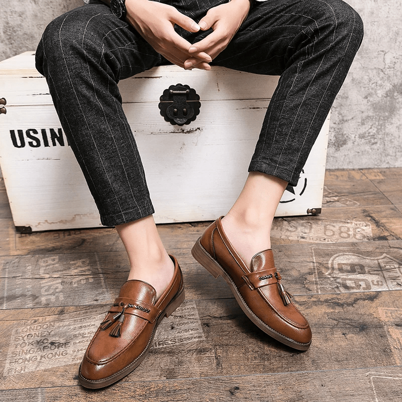 Leather Tassel Loafers - Luxoria