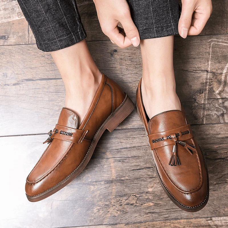 Leather Tassel Loafers - Luxoria