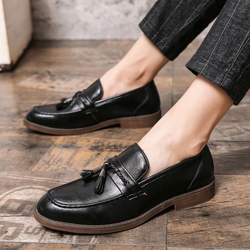 Leather Tassel Loafers - Luxoria