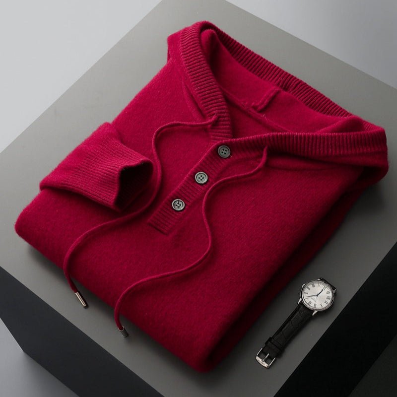 Elegant Merino Wool Hoodie - Luxoria