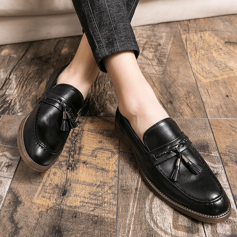 Leather Tassel Loafers - Luxoria