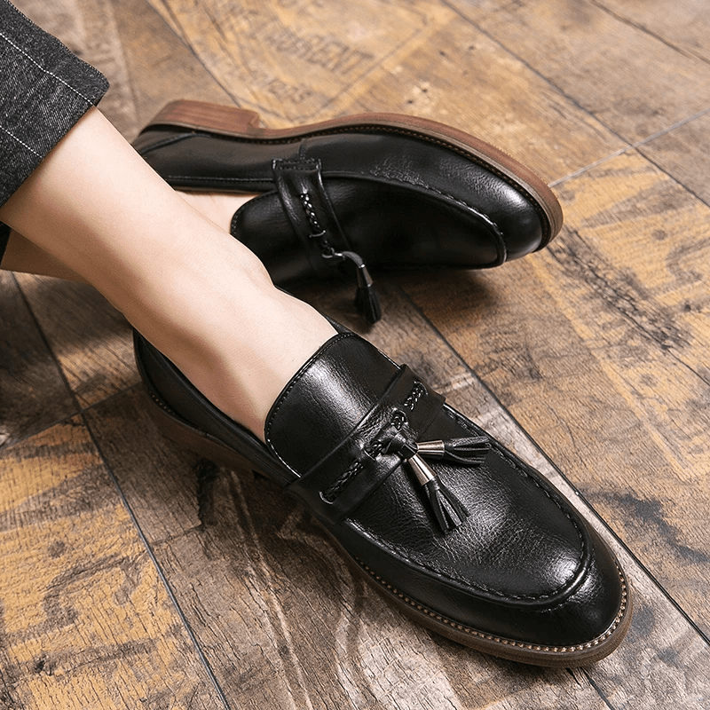 Leather Tassel Loafers - Luxoria